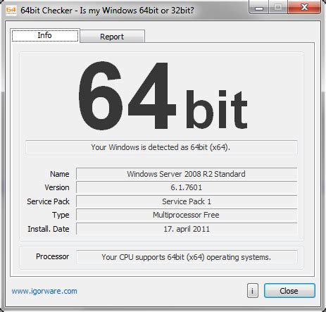 Measurement of a files 64-bit for Windows
